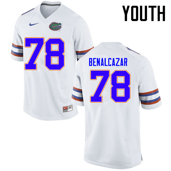 Youth Florida Gators #78 Ricardo Benalcazar College Football Jerseys Sale-White